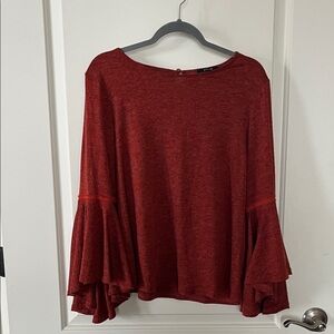 Boutique Red Flared Long Sleeve Top Women’s Small
